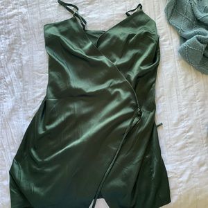 Wrap around satin slip dress